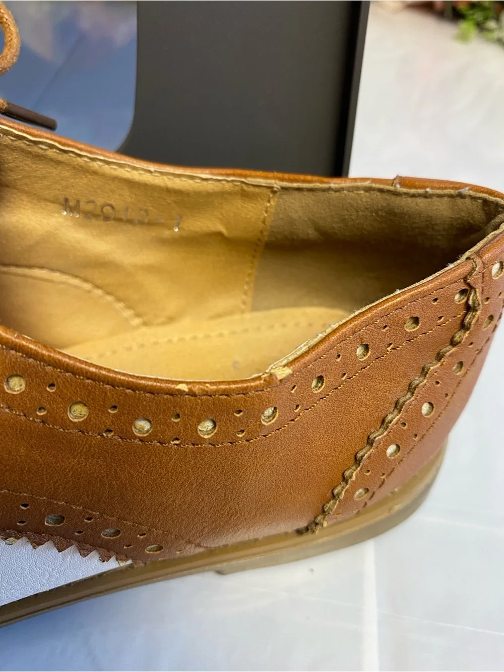 Ollio Oxford M2913 Wingtip Two-Tone Lace-Up Brown White Size 7.5